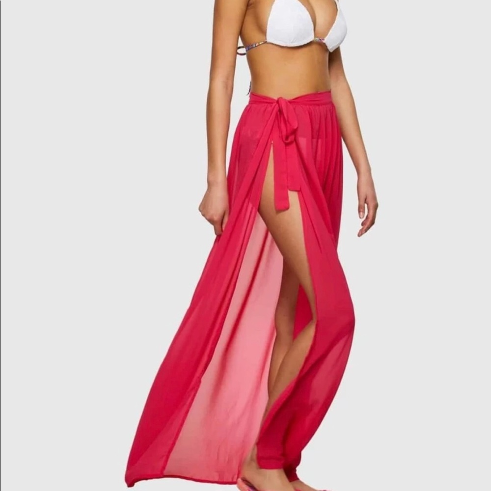 Hot pink bathing suit cover up skirt 👙Size Large